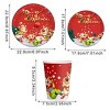 30 Pcs Christmas Party Dinnerware Set Disposable Paper Plates and Cups Serves 10 Merry Elk Tableware for Christmas Winter Party Home Decoration - 2 of 4