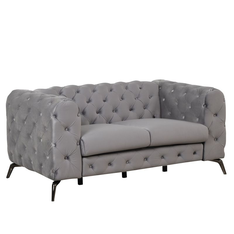 Modern Velvet Upholstered Accent Sofa Chair with Button Tufted Back-ModernLuxe, 4 of 13