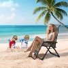 1 Pack Portable Rattan Lounger, Adjustable Folding Outdoor Lounger, Wide Armrests, 330 lbs Weight Capacity, Brown - 2 of 4