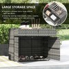 FURNIinspire Utility Storage Cabinet Outdoor Towel Rack Pool Toy Cabinet Freestanding PE Rattan Wicker Cabinet With Drawer, Grey, 40.60"*31.30"*6.90" - 4 of 4