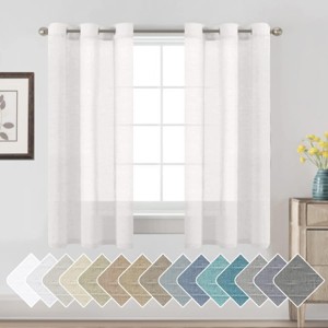 Natural Linen Blended Semi-Sheer Curtains Privacy Assured with Nickel Grommet for Living Room - 1 of 4