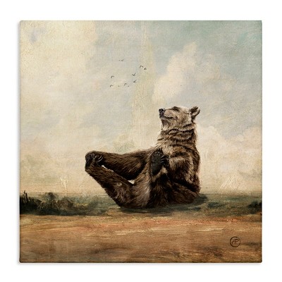Stupell Industries Bear Holding Paws Watching Sunset, 17" x 17"