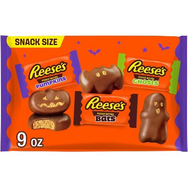 Reese's Peanut Butter Milk Chocolate Assorted Shapes Halloween Candy Snack Size - 9oz