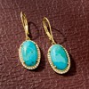 Ross-Simons Turquoise and .40 ct. t.w. White Topaz Drop Earrings in 18kt Gold Over Sterling - 3 of 4