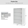 Flora 4 Drawer Metal Label Frame Filing Cabinet with Secure Locking Mechanism| ART OF LIVING DESIGNS-White - 4 of 4