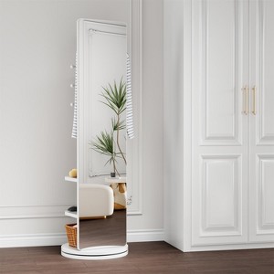 Cesicia 360° Rotating 69x16" Full Length Mirror with Hook Storage Rack Coat Rack, for Living Room or Cloakroom - 1 of 4