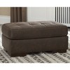Signature Design by Ashley Maderla Faux Leather Tufted Ottoman, Walnut Brown - 2 of 4