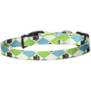 Casual Canine Nylon Pooch Patterns Dog Collar, Fits Necks 6" to 10", Blue Argyle - 1 of 4