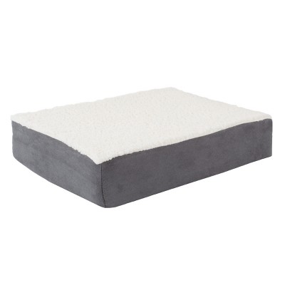 Pet Adobe Sherpa-Top Orthopedic Memory Foam Pet Bed with Removable Cover - Gray