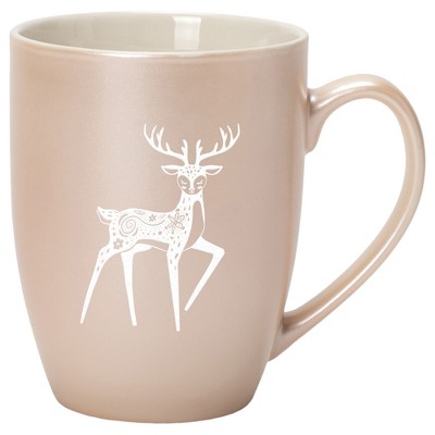 Elanze Designs 10 Ounce Metallic Finish New Bone China Tea Coffee Cup Mug� Precious Pearl Graceful Forest Deer