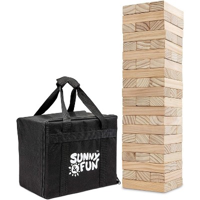 Sunny & Fun Large Tumbling Tower Oversized Wooden Toppling Blocks (60-Piece)