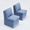 Set of 2 Linen Upholstered Armless Dining Chairs with Casters and Storage for Dining Room or Home Office-The Pop Home - 2 of 4