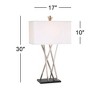 Possini Euro Design Asymmetry 30" Tall Large Modern End Table Lamps Set of 2 Silver Brushed Steel Finish Metal White Shade Living Room Bedroom Bedside - 4 of 4