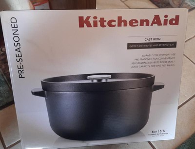 Kitchenaid Cast Iron 6qt Round Dutch Oven Pre-seasoned : Target