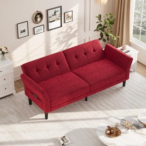homfan 89" Futon Sofa Bed, Convertible Sleeper Sofa with Adjustable Backrest & Armrest, Modern Loveseat Sleeper for Living Room Bedroom Apartments - 1 of 4
