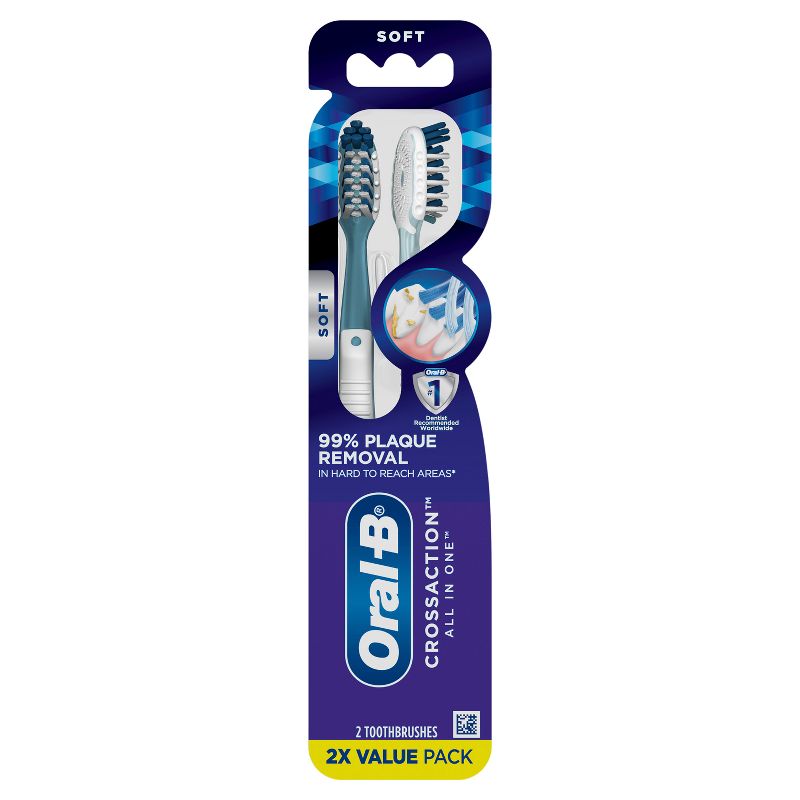 Oral-B Cross Action All In One Manual Toothbrush, Soft, 1 of 13