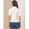 Allegra K Women's Elegant Spread Collar Puff Short Sleeve Button Front Shirt - 3 of 4