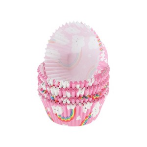 Unique Bargains Rainbow Cloud Print Disposable Baking Cups Greaseproof Paper Purple Red White 1.97"x1.18" 100 Pcs - 1 of 4