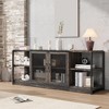 Modern TV Stand for TVs Up to 75", Entertainment Center with Mesh Doors & 4 Open Shelves, Wooden Media TV Console Table, 63 Inch Grey - 2 of 4