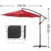 VECELO 10ft Offset Hanging Patio Umbrella with UV Protection Waterproof for Outdoor/Garden/Lawn, 8 Sturdy Ribs, Handy Crank&Cross Base, Red/Tan/White - 3 of 4