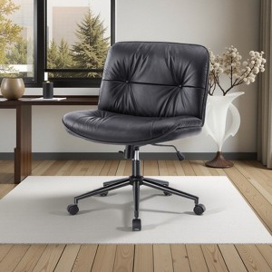 FURNIinspire Task And Office Chairs Armless Home Office Chair, Criss Cross Legged Chair, Swivel Height Adjustable Chair, Black, 26.8"*26.4"*36.8" - 1 of 4