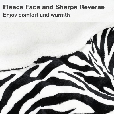 Zebra Print Fleece Sherpa Wearable Blanket with Sleeves