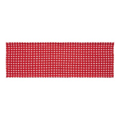 Gallen Red White Runner Fringed 12x36