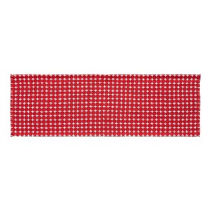 Gallen Red White Runner Fringed 12x36 - 1 of 3