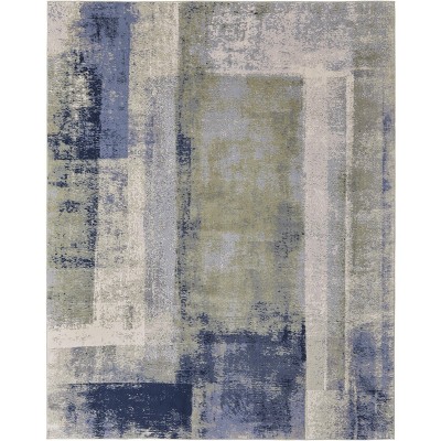 Clio Modern Abstract Blue/Green/Ivory Area Rug