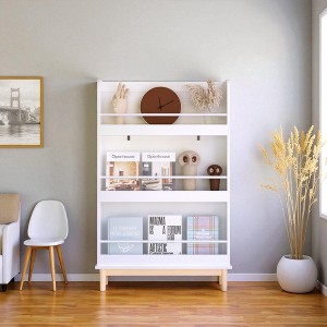 Mshliw Wall-Mounted Kids Bookshelf with 3 Front-Facing Shelves, Storage Cabinet, Modern Toddler Book Rack with Natural Wood Base for Playroom - 1 of 4