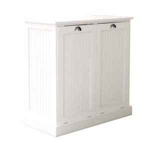 KWPZQEB Laundry Sorter Cabinet, Farmhouse Trash Can Cabinet with 2 Tilt Out Hamper Cabinet, Hidden Wood Garbage Can Bin Cabinets for Bathroom, Kitchen - 1 of 4