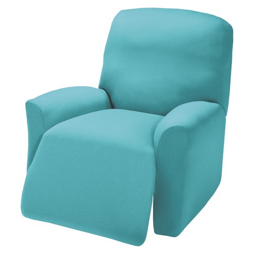 Aqua Jersey Large Recliner Slipcover - Madison Industries, Blue