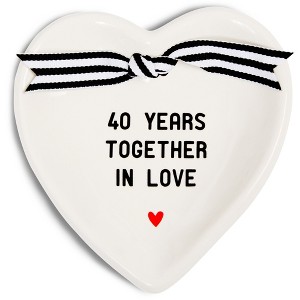 Pavilion Gift Company - 40th Anniversary - 4.5" x 4.5" Heart-Shaped Keepsake Dish - Decorative Trays and Platters - 1 of 4