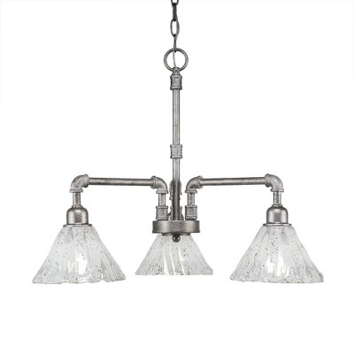 Toltec Lighting Vintage 3 - Light Chandelier in  Aged Silver with 7" Italian Ice Shade