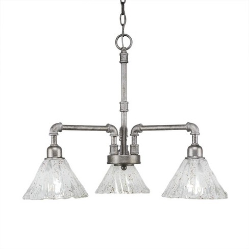 Toltec Lighting Vintage 3 - Light Chandelier in  Aged Silver with 7" Italian Ice Shade - image 1 of 1