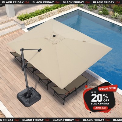 PURPLE LEAF 9x11.5 Ft Cantilever Umbrella Rectangle Outdoor Patio Umbrella Large Umbrella with 360-Degree Rotation Adjustable With Base