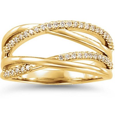 Pompeii3 1/4CT Diamond Criss Cross Right Hand Ring 14K Yellow Gold