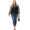 Agnes Orinda Women's Plus Size Bomber Mesh Sheer Floral Lace Long Sleeve Fashion Jackets - 3 of 4