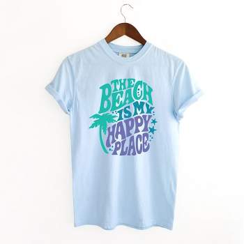Simply Sage Market Women's The Beach Is My Happy Place Retro Short Sleeve Garment Dyed Tee
