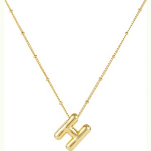 Personalized Balloon Letter Necklace 14K Gold Plated Alphabet Jewelry - 1 of 4