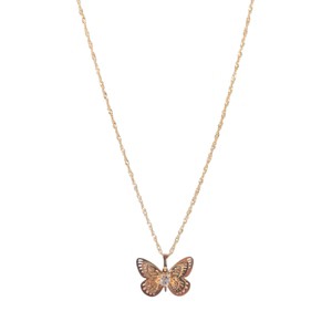 Slickblue Gold Twisted Chain Necklace, 3D Butterfly Pendant with Faux Swarovski Simulated Crystal, 18 Inch - 1 of 2
