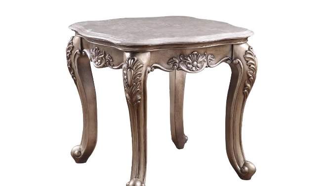 26&#34; Jayceon Accent Table Marble Top/Champagne - Acme Furniture, 2 of 8, play video