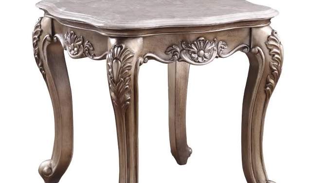 26&#34; Jayceon Accent Table Marble Top/Champagne - Acme Furniture, 2 of 8, play video