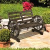 Yaheetech 41" Chariot Wheel Modeling Outdoor Garden Bench, Dark Brown - 2 of 4