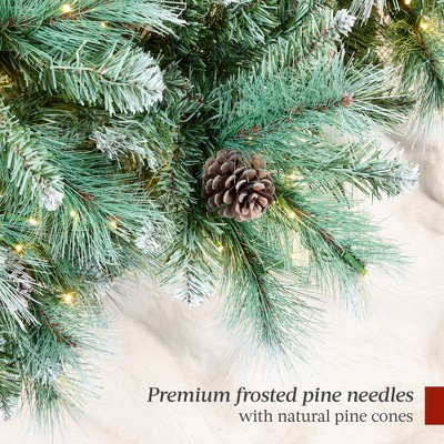 6ft Frosted Pine Christmas Tree with Multicolor LED Lights
