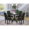 Round Kitchen Table Set 5pc 42" Table w/ Drop Leaves & 4 Parsons Chairs - Black PU Leather - 2 of 4