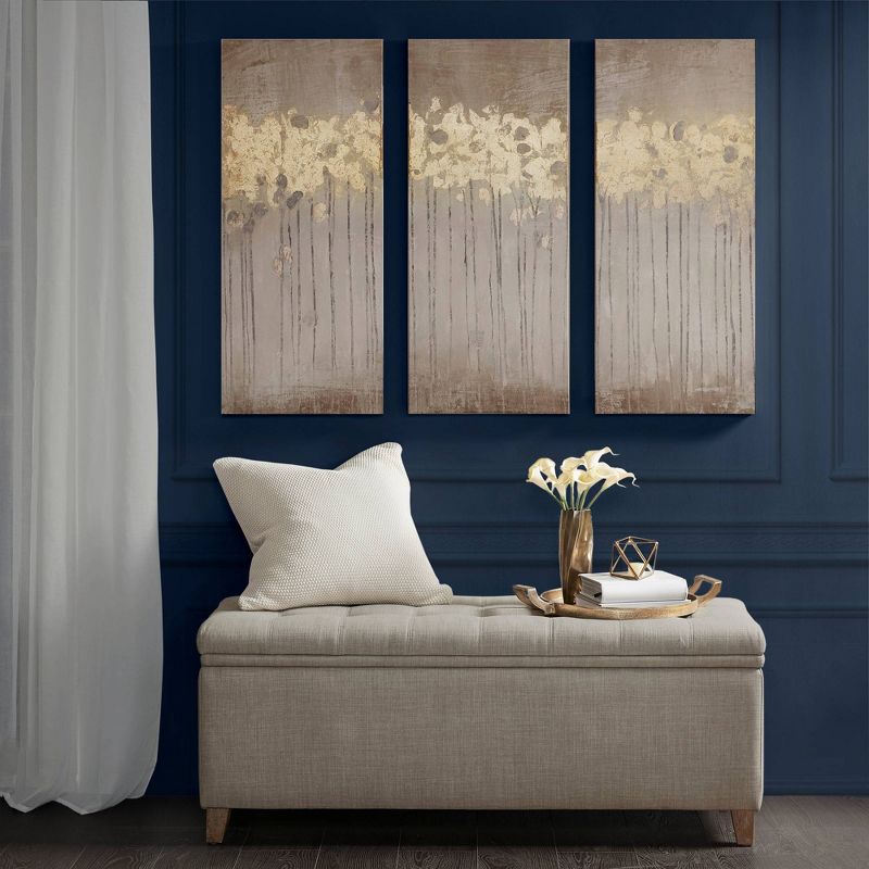 (Set of 3) 15" x 35" Forest Gel Coat Canvas with Gold Foil Embellishment , 3 of 13