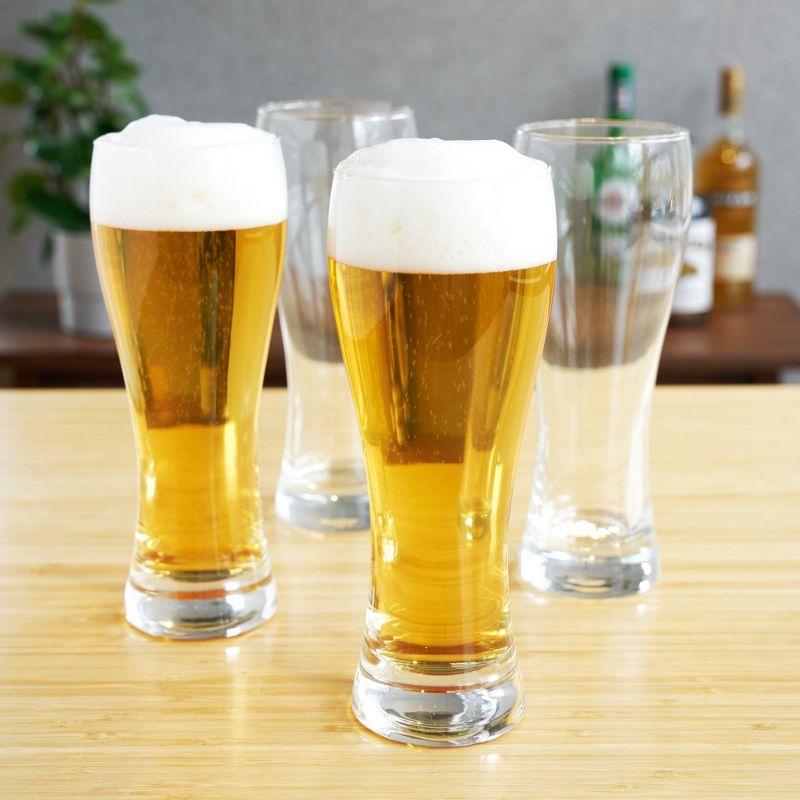 True Wheat Beer Glasses, Pilsner Beer Glass, Craft Brew Lovers Glassware, 23 Ounce, Large Beer Glasses, Set of 4 Pilsner Glasses, Clear Glass, 3 of 8