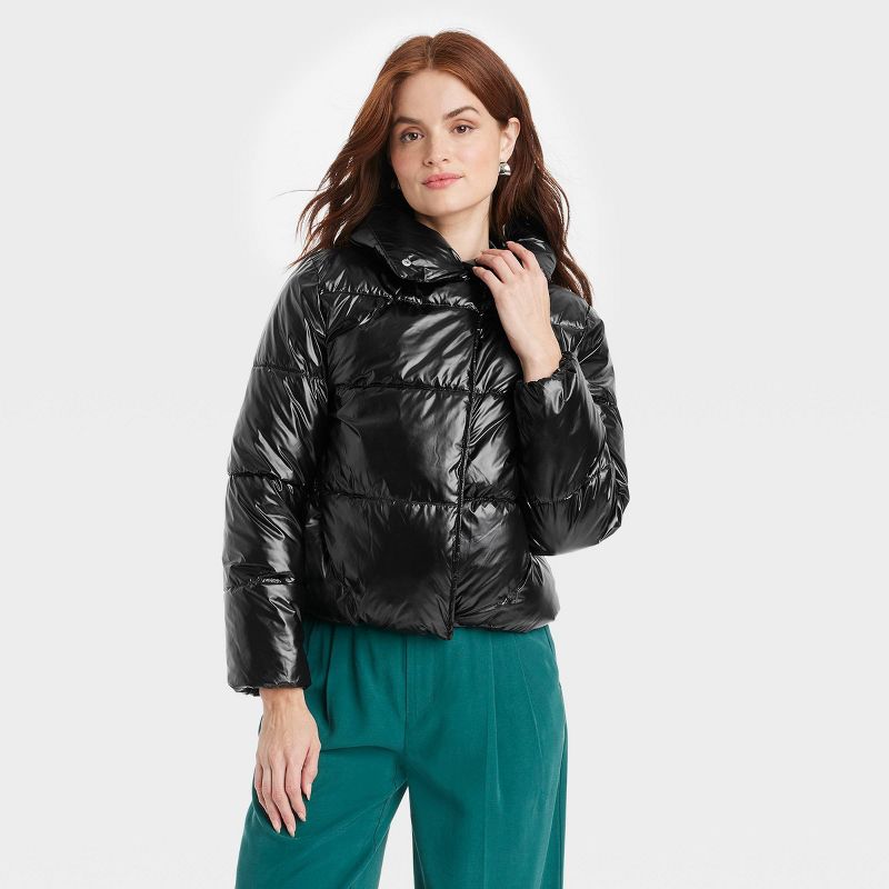 Women's Short Relaxed Puffer Jacket - A New Day™, 1 of 11