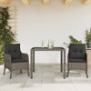 vidaXL 3 Piece Patio Dining Set - Poly Rattan, Cushions, Tempered Glass Tabletop, Gray, Outdoor/Garden Furniture - 2 of 4